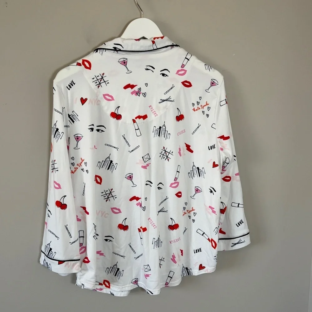 Kate Spade With Love Long PJ Set Pajamas Long Sleeve Long Pant Sz L - Picture 9 of 14